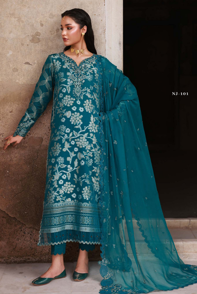 3 Piece Stitched premium embroidered Maya Jacquard New Collection'25 by Nureh NJ-102