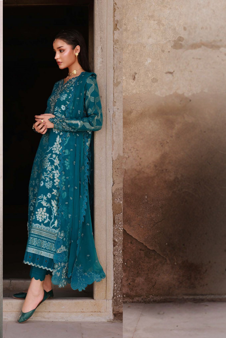 3 Piece Stitched premium embroidered Maya Jacquard New Collection'25 by Nureh NJ-102