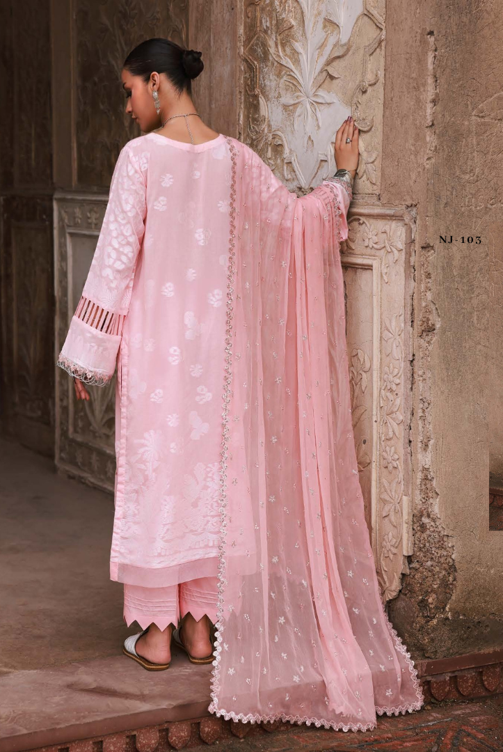 3 Piece Stitched premium embroidered Maya Jacquard New Collection'25 by Nureh NJ-103