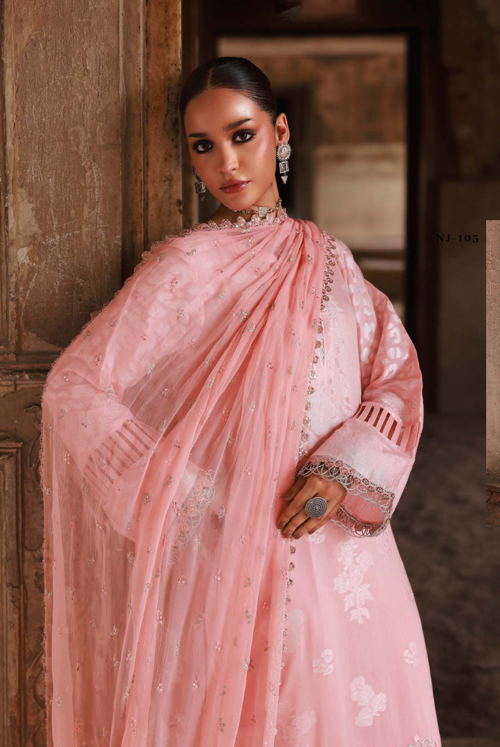 3 Piece Stitched premium embroidered Maya Jacquard New Collection'25 by Nureh NJ-103