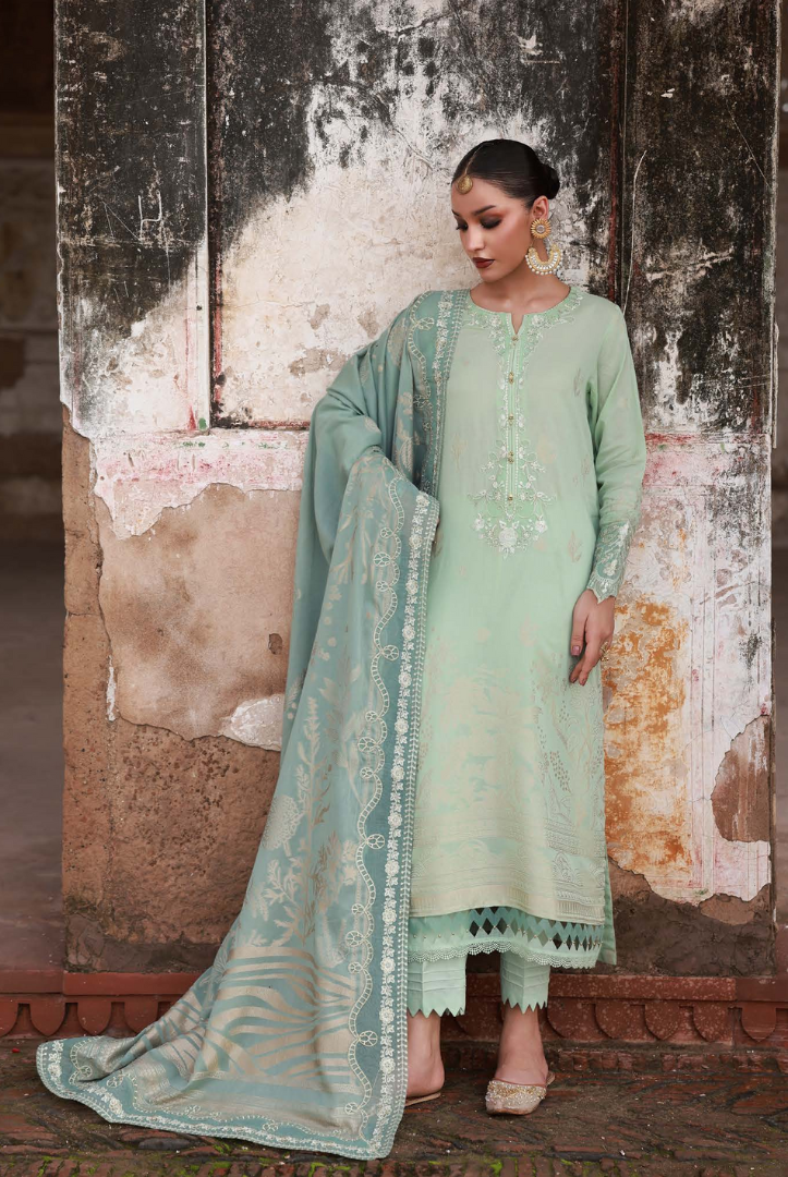 3 Piece Stitched premium embroidered Maya Jacquard New Collection'25 by Nureh NJ-104