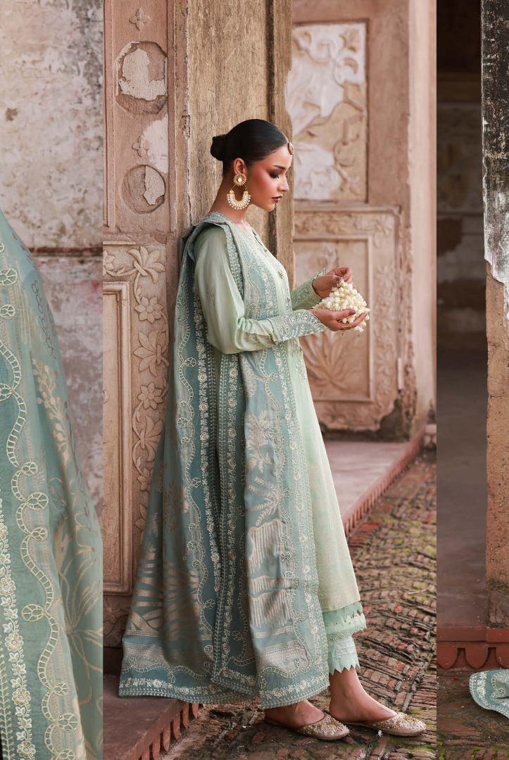 3 Piece Stitched premium embroidered Maya Jacquard New Collection'25 by Nureh NJ-104