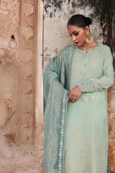 3 Piece Stitched premium embroidered Maya Jacquard New Collection'25 by Nureh NJ-104