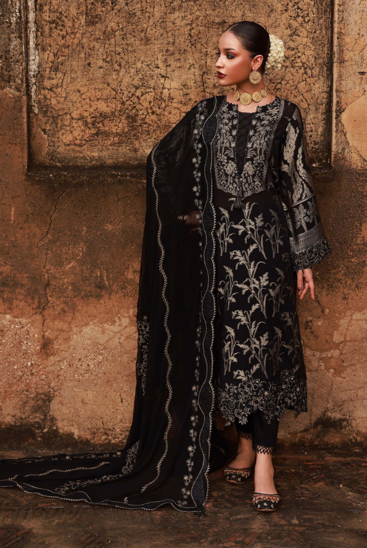 3 Piece Stitched premium embroidered Maya Jacquard New Collection'25 by Nureh NJ-106