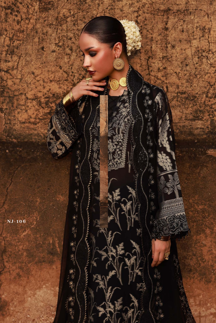 3 Piece Stitched premium embroidered Maya Jacquard New Collection'25 by Nureh NJ-106