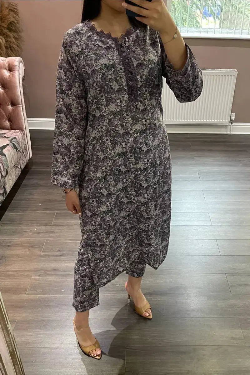 Qaus-e-Qaza 2 Piece Suit - Purple Blend