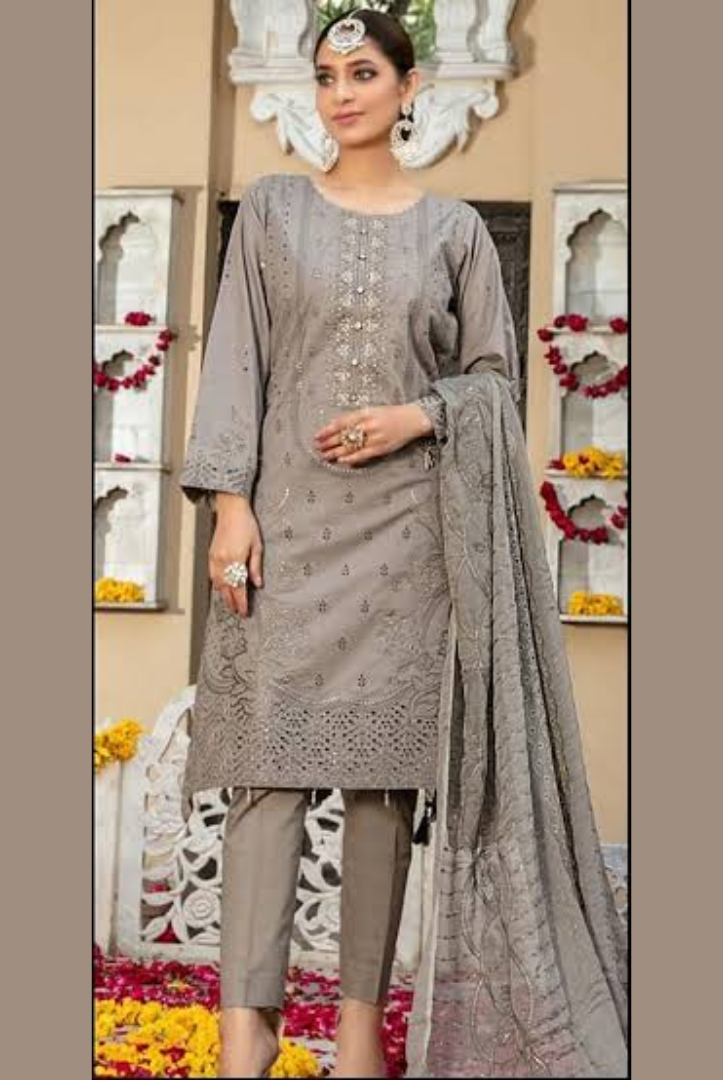 Tawakkal Jashan 3 Piece Stitched Suit(Light Grey)