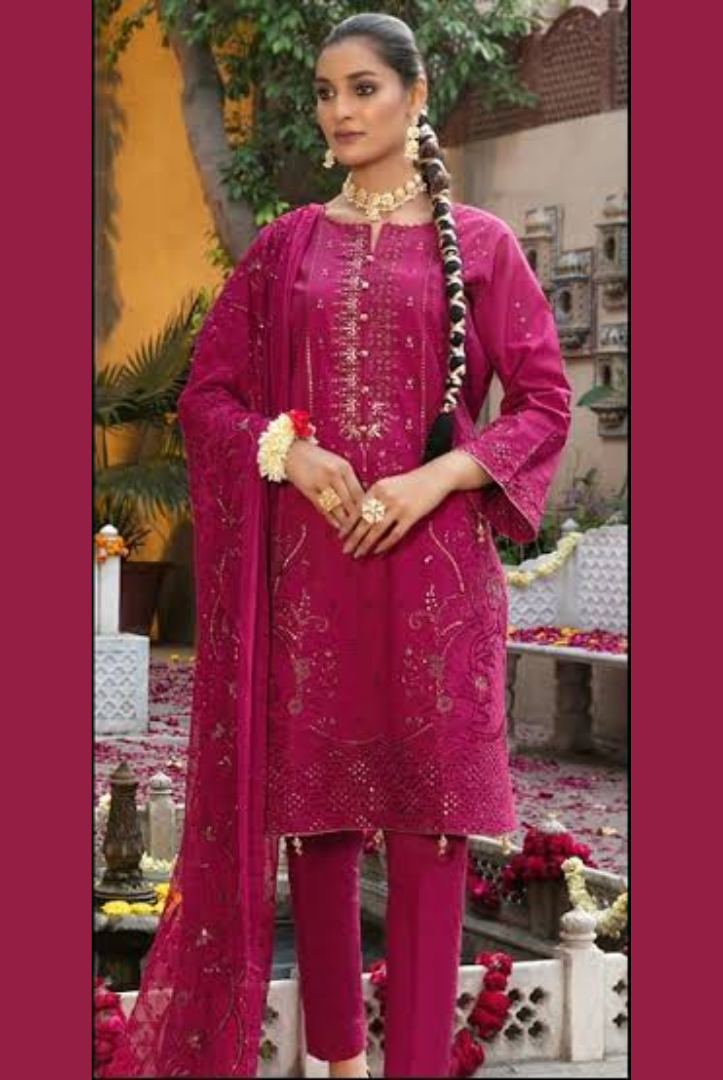 Tawakkal Jashan 3 Piece Stitched Suit(Maroon)