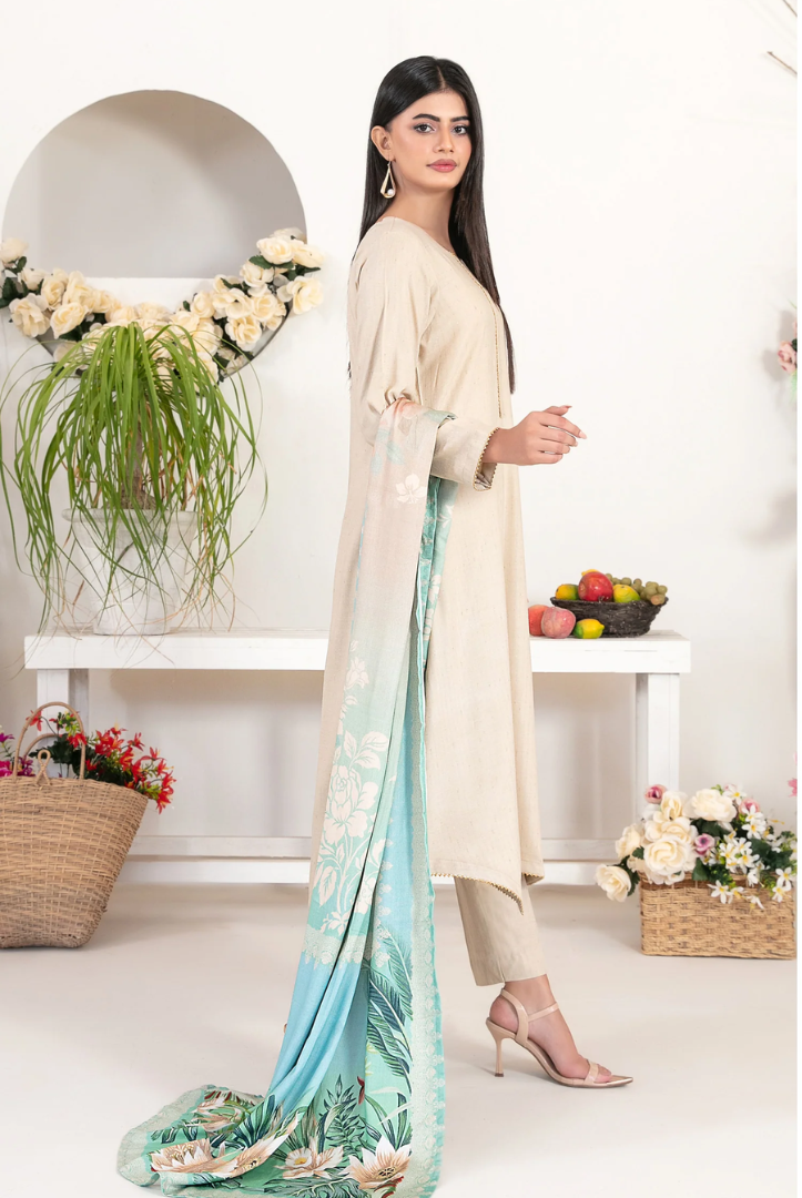 3 Piece Stitched Fancy Printed Leather Peach Laila by Tawakkal  Winter Collection D-4713