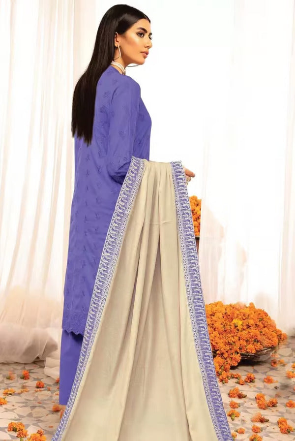 Johra Blue 3 Piece Stitched Suit – 09