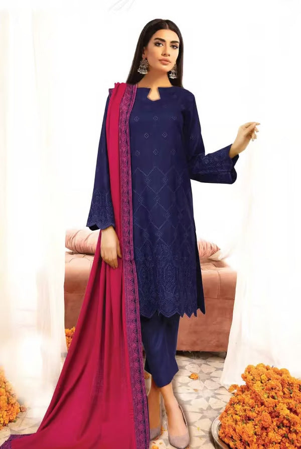 Johra Blue 3 Piece Stitched Suit – 07