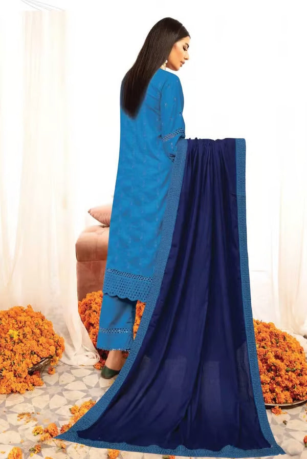 Johra Blue 3 Piece Stitched Suit – 03